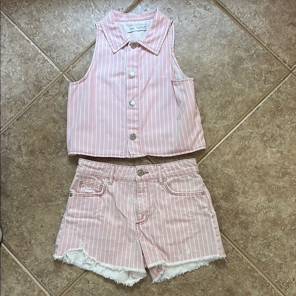 Zara Pink Striped Kids Matching Set